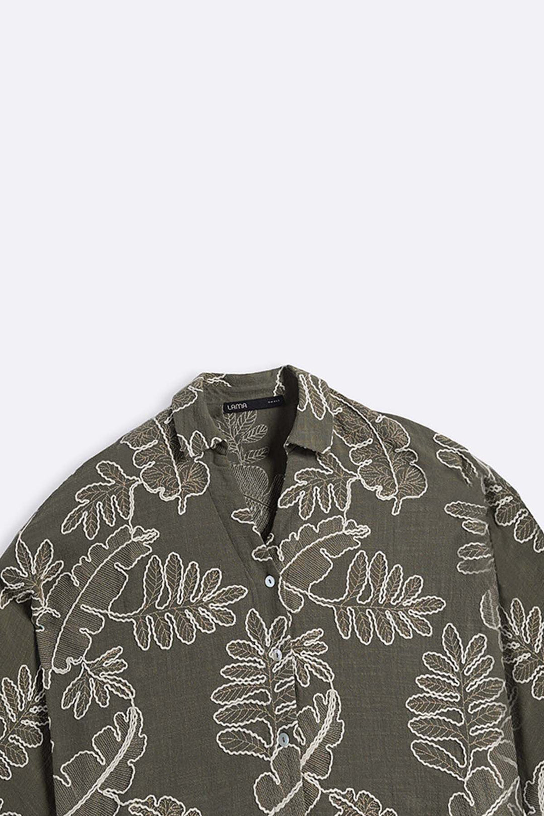 GREEN CORD COTTON EMBROIDERY SHIRT