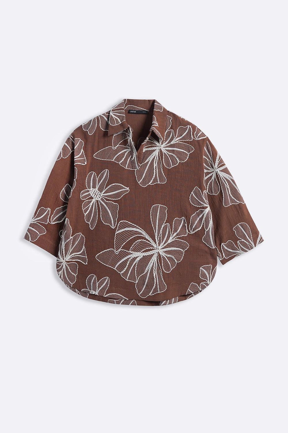 BROWN CORD COTTON EMBROIDERY SHIRT