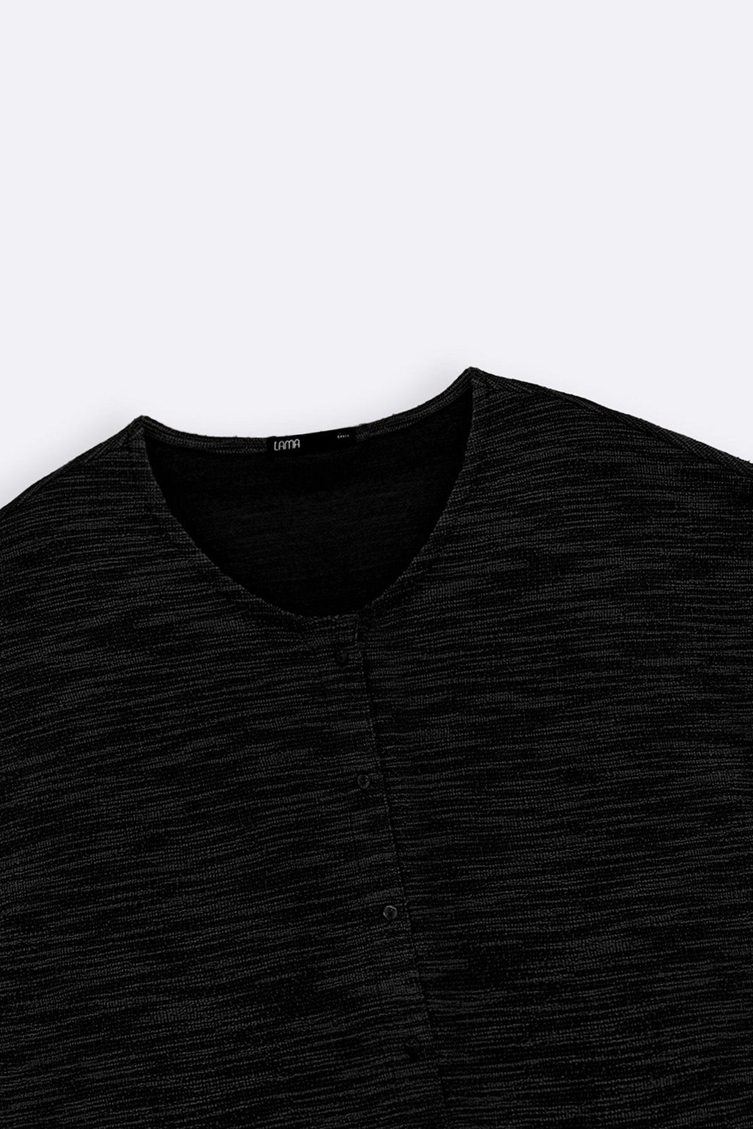 BLACK TEXTURED KNIT BUTTON-DOWN