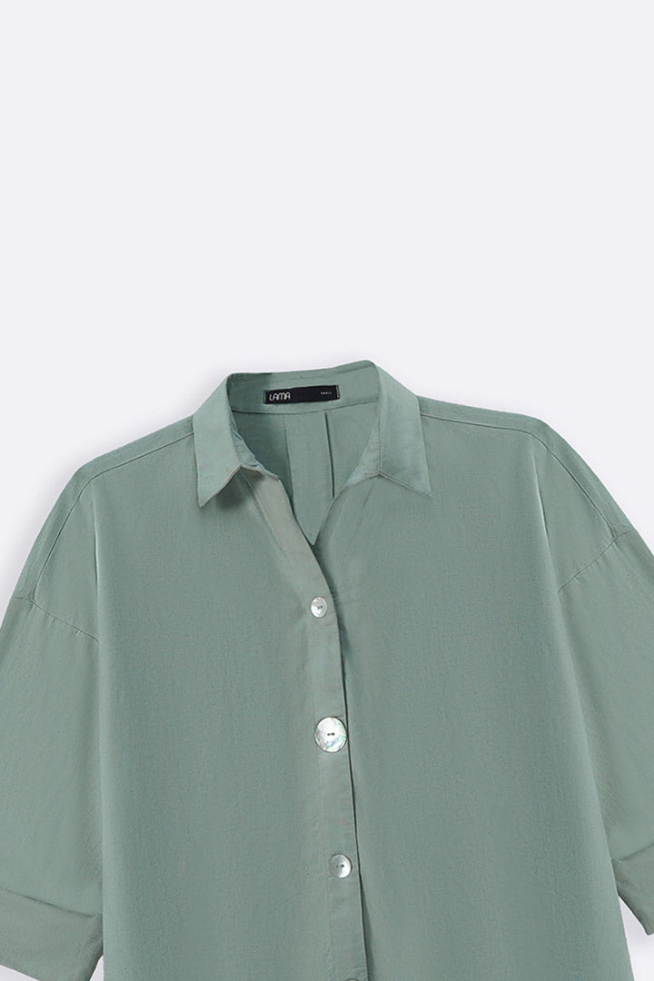 AQUA LYOCELL LINEN BUTTON SHIRT