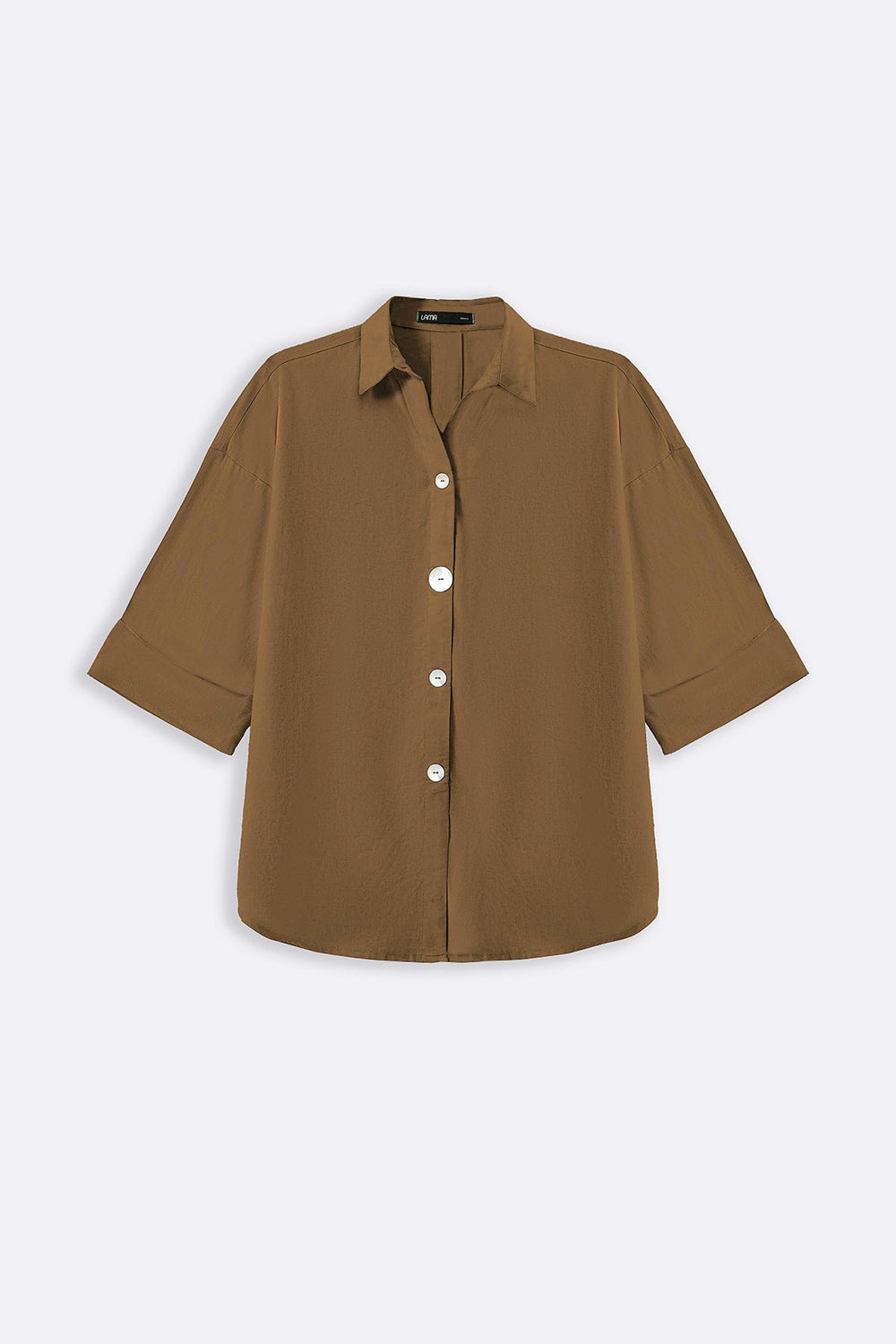 BROWN LYOCELL LINEN BUTTON SHIRT