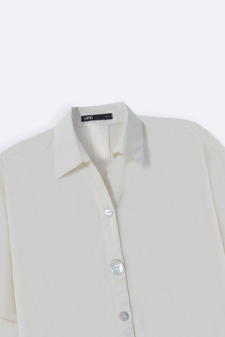 ECRU LYOCELL LINEN BUTTON SHIRT