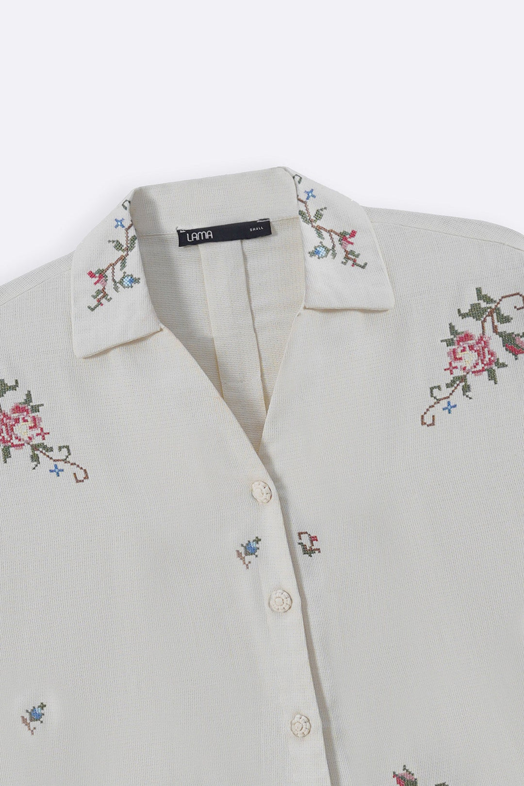 ECRU COTTON LACE ROSE SHIRT