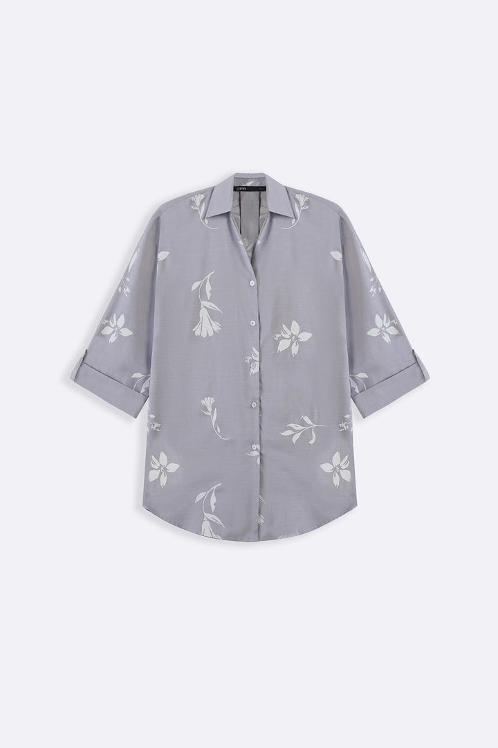 GREY PETAL IMPRINT SHIRT