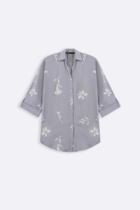 GREY PETAL IMPRINT SHIRT