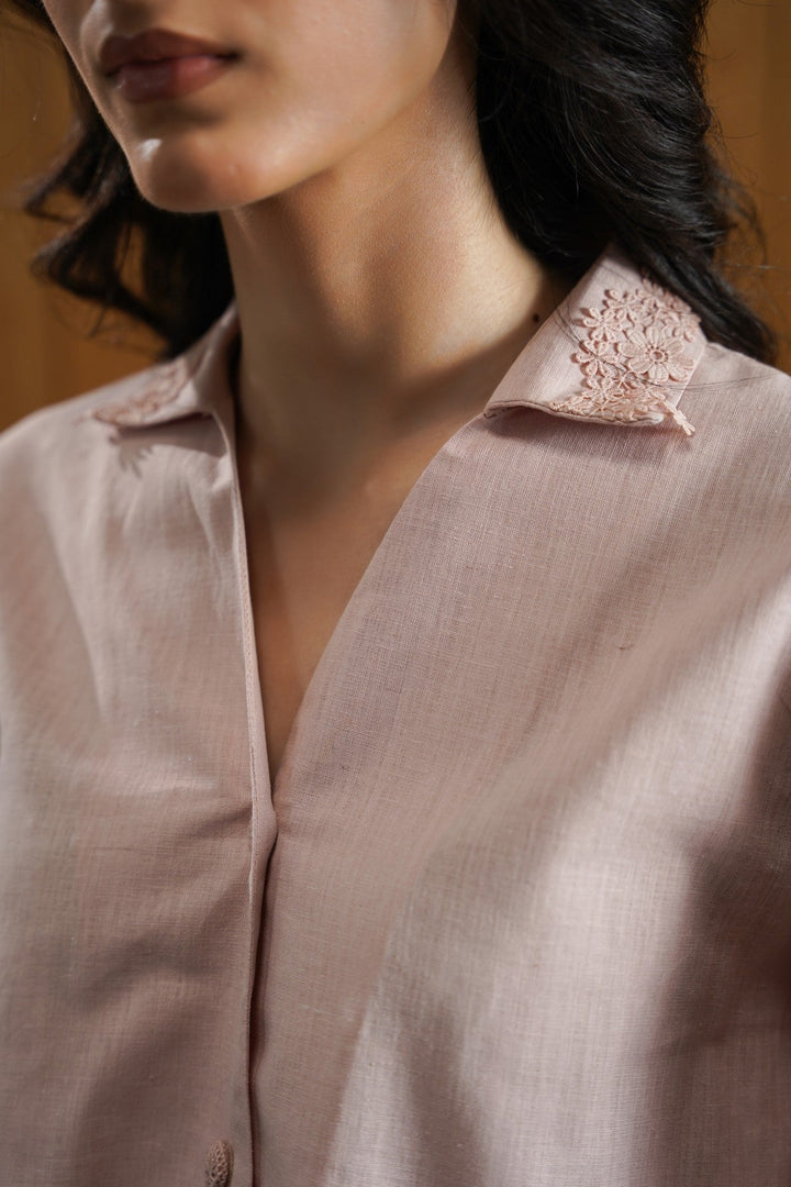 PINK LACE TRIM SHIRT