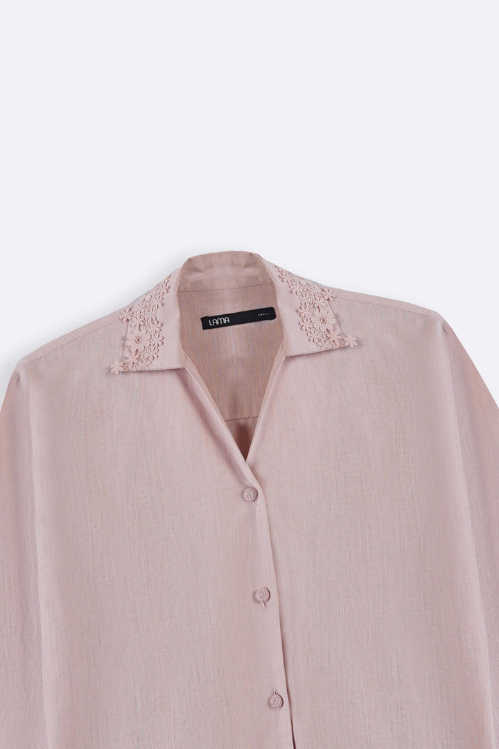 PINK LACE TRIM SHIRT