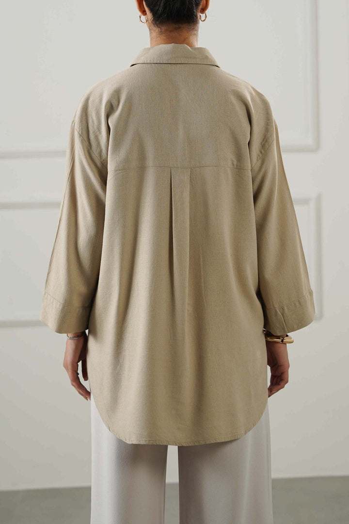 BEIGE EVERYDAY LINEN BLEND SHIRT