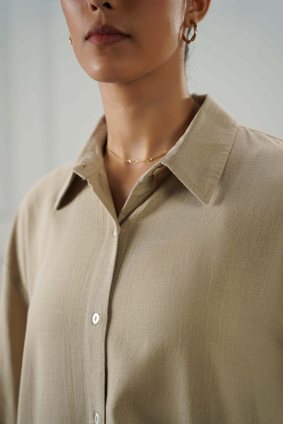BEIGE EVERYDAY LINEN BLEND SHIRT