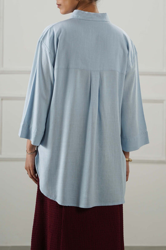 SKY BLUE EVERYDAY LINEN BLEND SHIRT