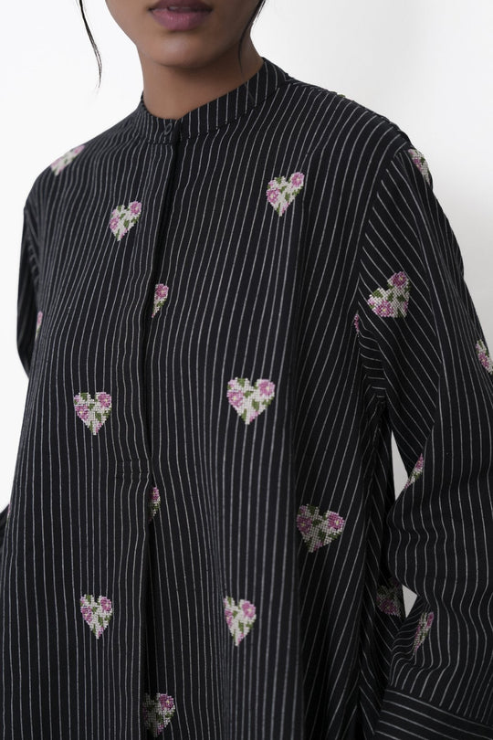 BLACK-HEARTS COTTON-LINEN TUNIC