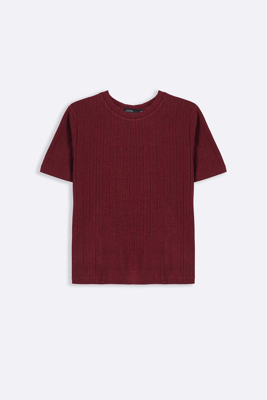 RED SOFT RIBBED TEE