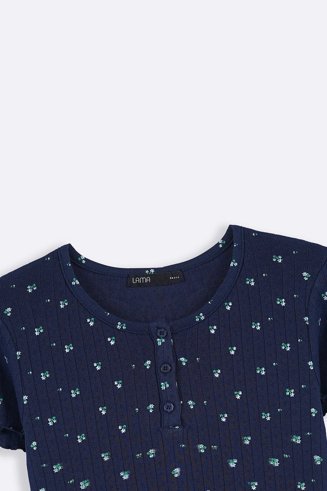 NAVY FLORAL HENLEY TEE