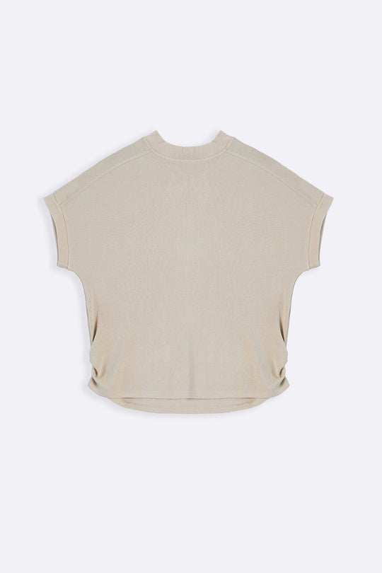 BEIGE FUNNEL NECK KNIT TOP