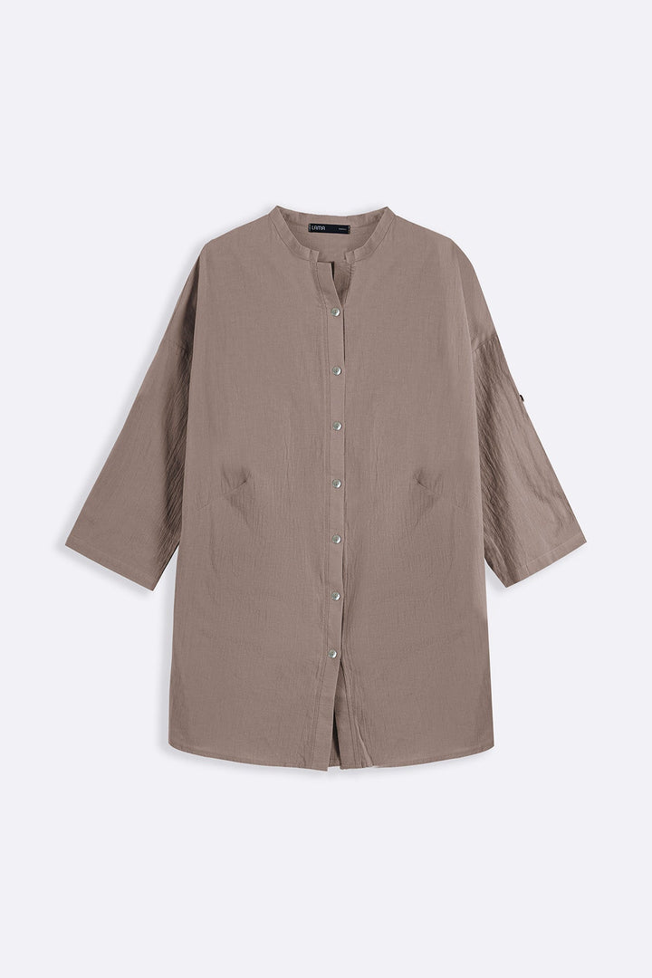 TAUPE EVERYDAY FEATHER COTTON TUNIC