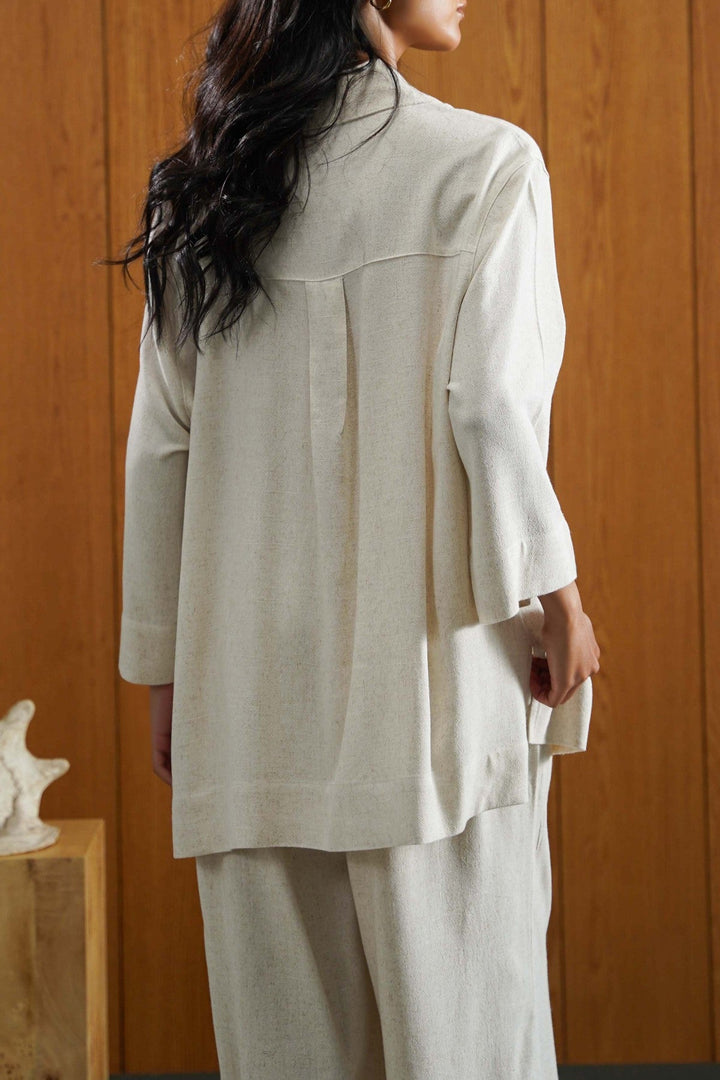 OAT MELANGE SIGNATURE LINEN BLEND SHIRT
