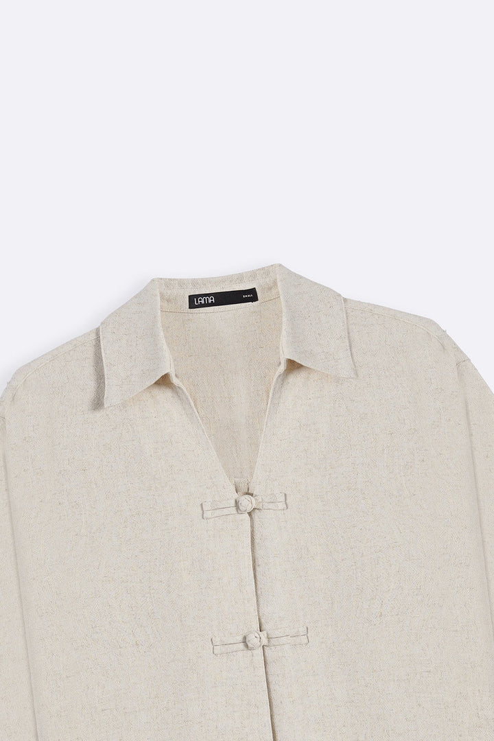 OAT MELANGE SIGNATURE LINEN BLEND SHIRT