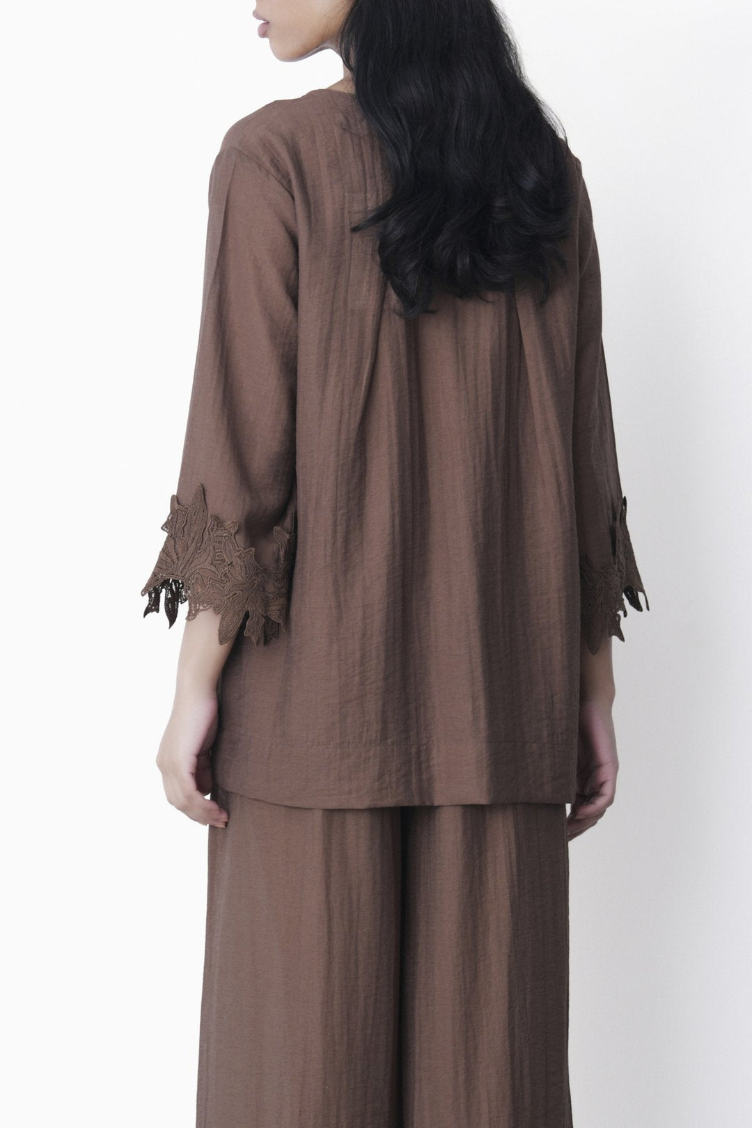 BROWN-SOFT LACE SHIRT