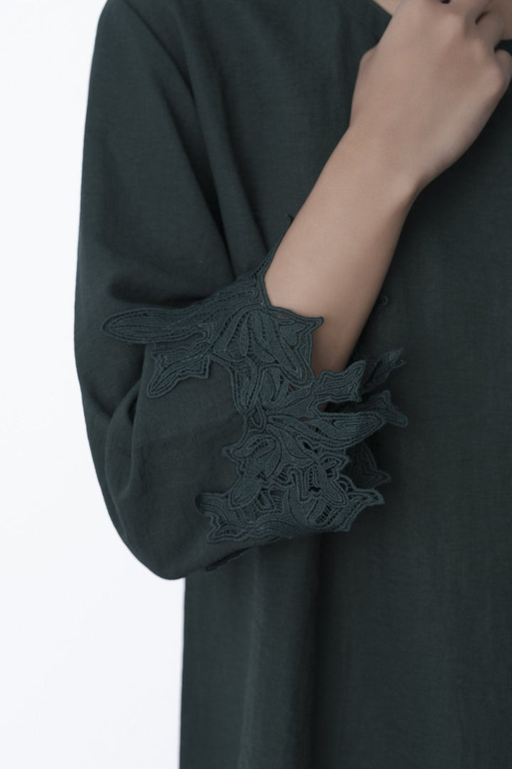 EMERALD GREEN-SOFT LACE SHIRT