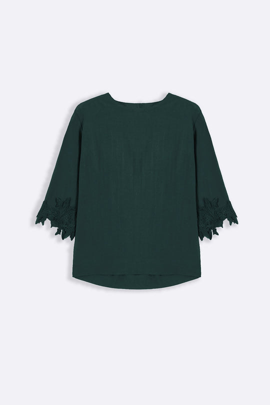 EMERALD GREEN-SOFT LACE SHIRT