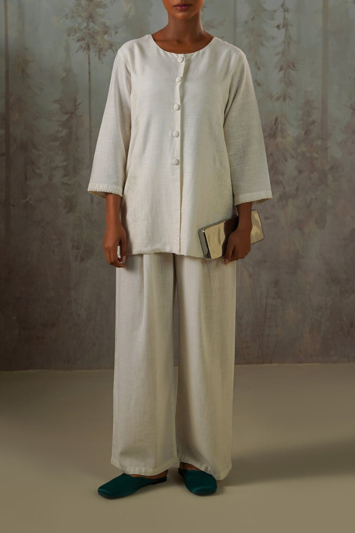 OFF WHITE ARTISAN LINEN-COTTON TUNIC