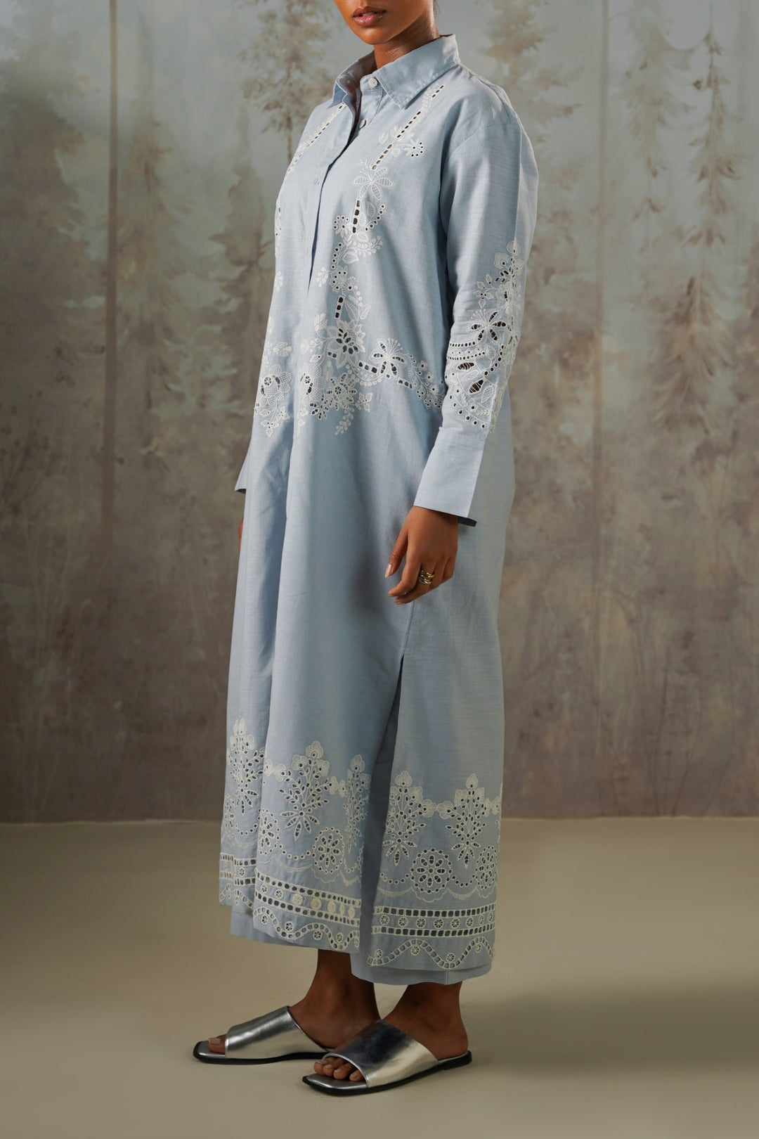 LIGHT BLUE COASTAL ARTISAN LONG TUNIC