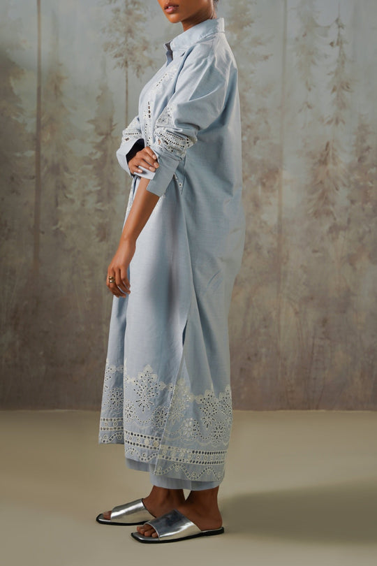 LIGHT BLUE COASTAL ARTISAN LONG TUNIC