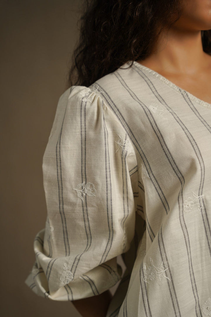 OFF WHITE COASTAL STRIPED TUNIC