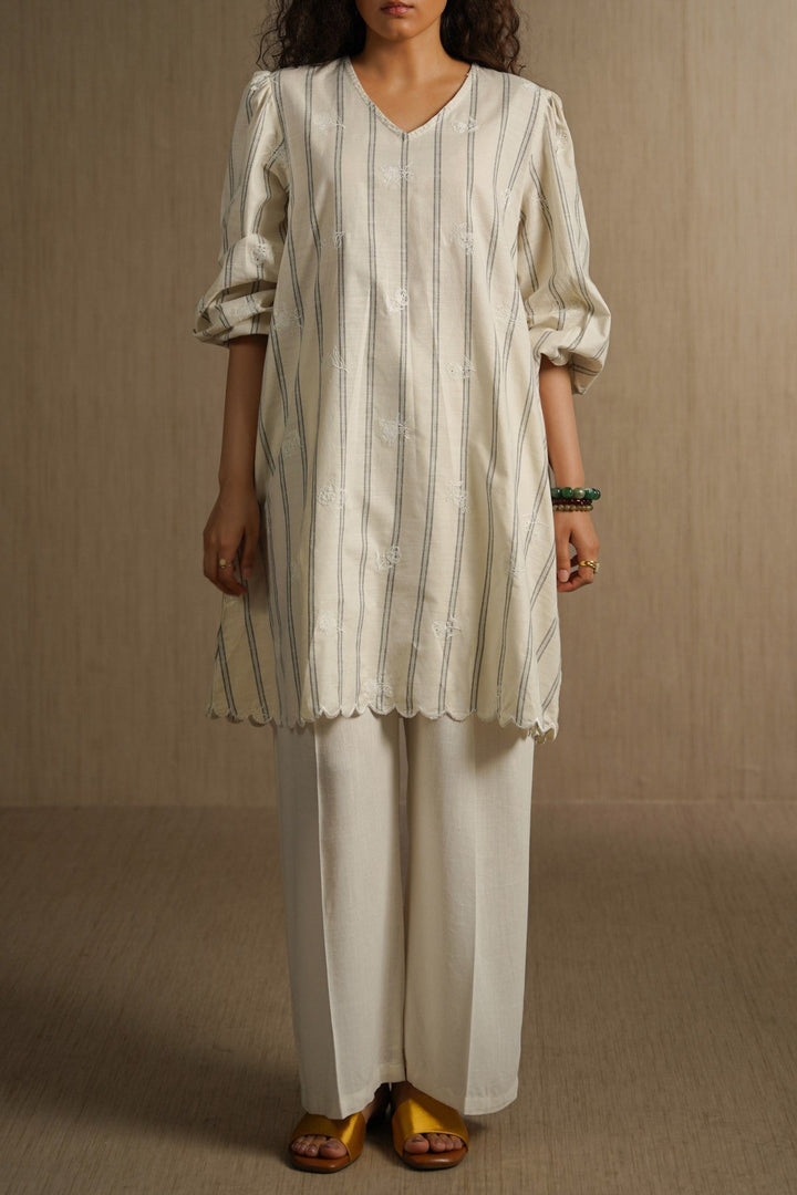 OFF WHITE COASTAL STRIPED TUNIC