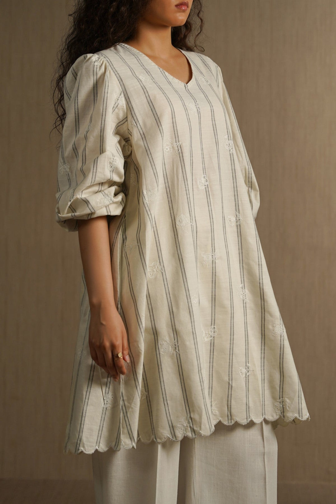 OFF WHITE COASTAL STRIPED TUNIC