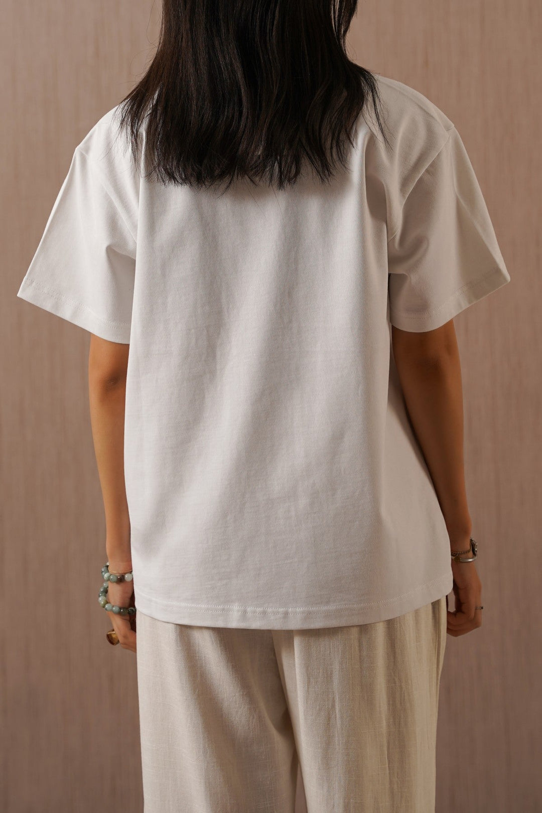 WHITE BLUE PALM TEE