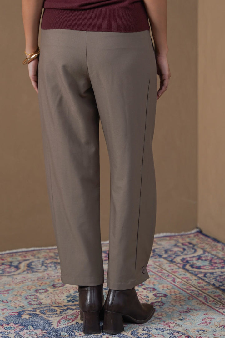 TAUPE BARREL TROUSERS