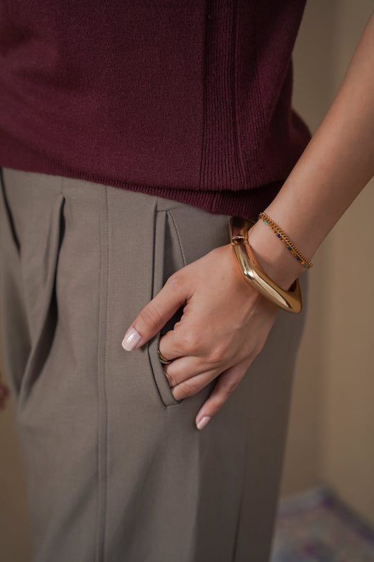 TAUPE BARREL TROUSERS