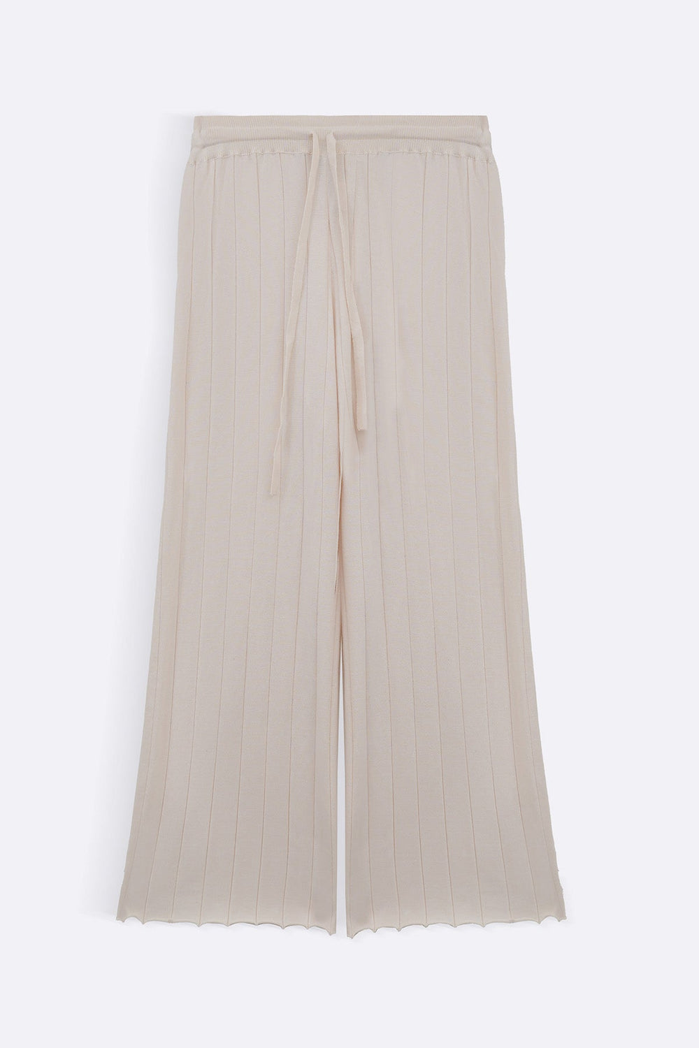 OAT WHITE RIB-KNIT STRAIGHT PANTS
