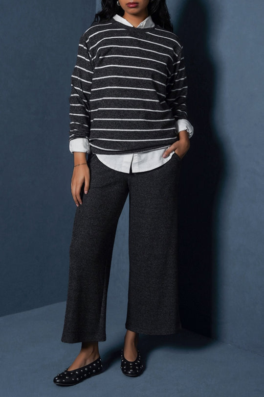 DARK GREY RIBBED TROUSERS