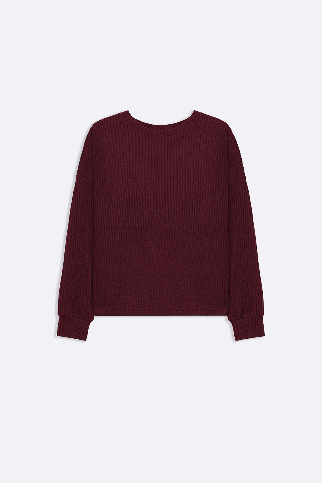 WINE WAFFLE KNIT TOP