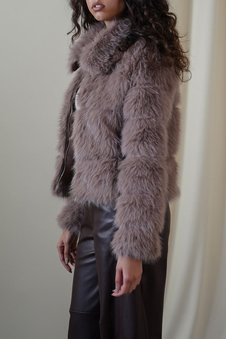 COFFEE FUR ZIPPER JACKET