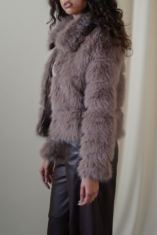 COFFEE FUR ZIPPER JACKET
