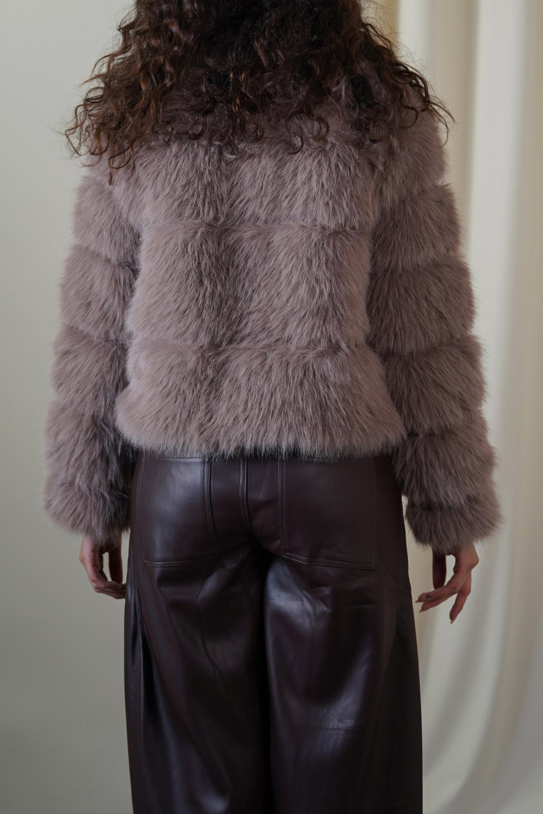 COFFEE FUR ZIPPER JACKET