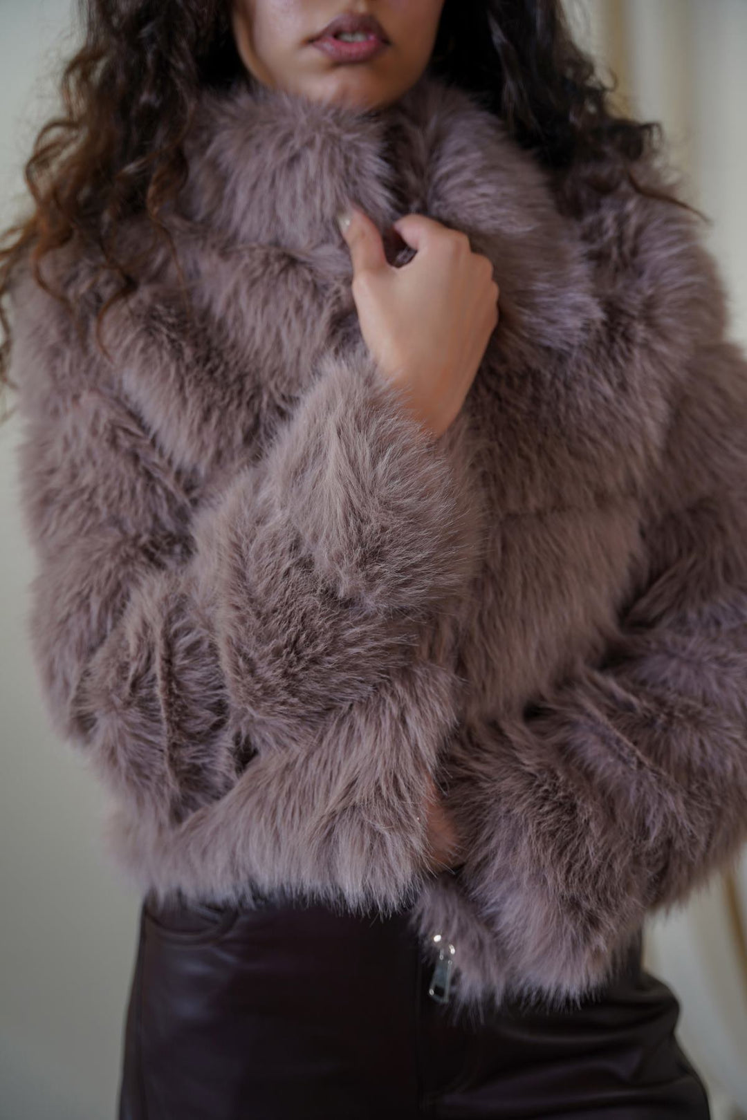COFFEE FUR ZIPPER JACKET