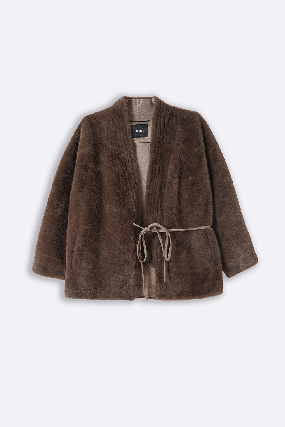 BROWN LUXE FUR WRAP COAT