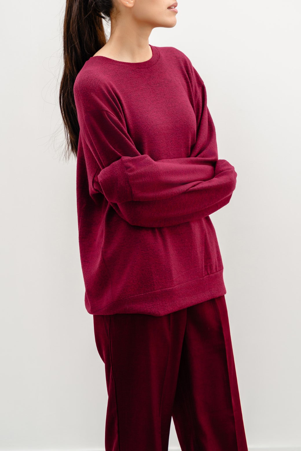 BURGUNDY BASIC SWEATSHIRTS