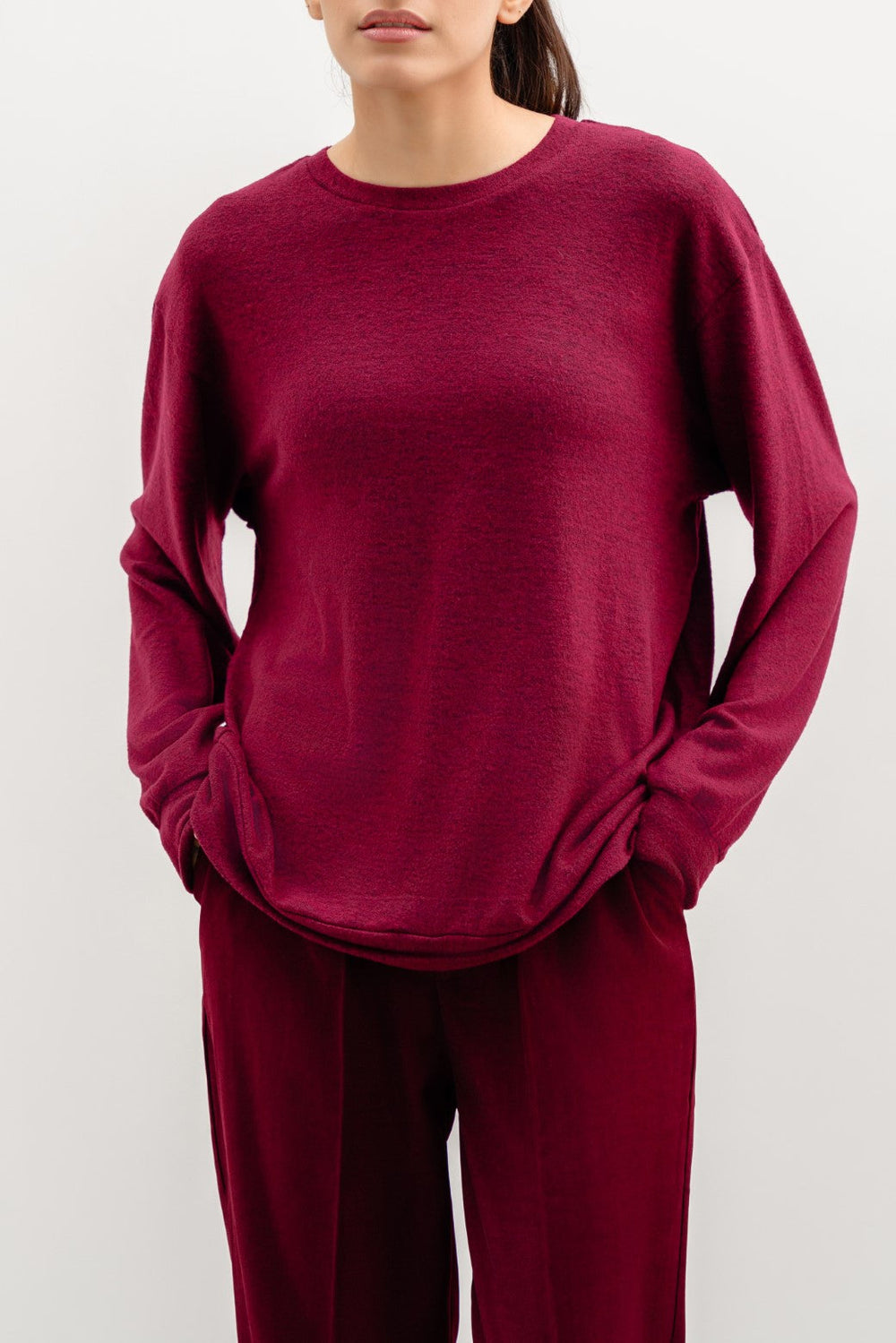 BURGUNDY BASIC SWEATSHIRTS
