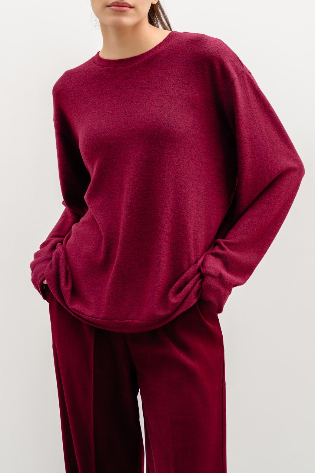 BURGUNDY BASIC SWEATSHIRTS