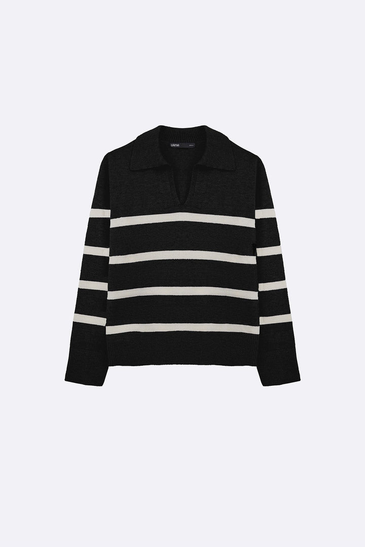 BLACK POLO STRIPED JUMPER