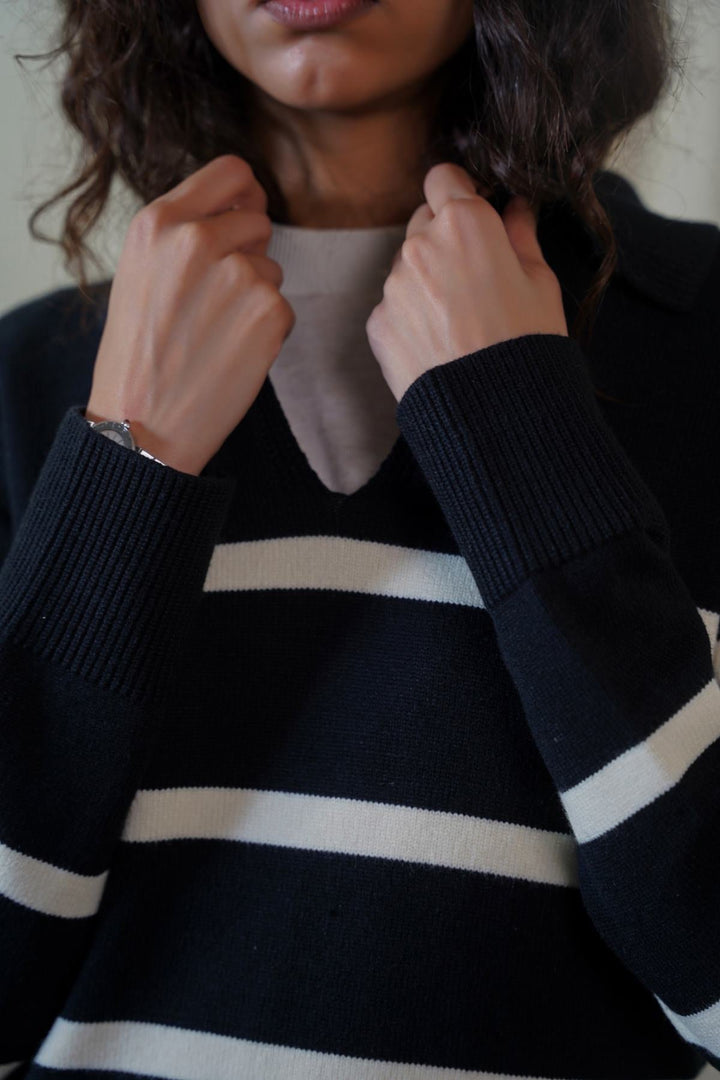 BLACK POLO STRIPED JUMPER