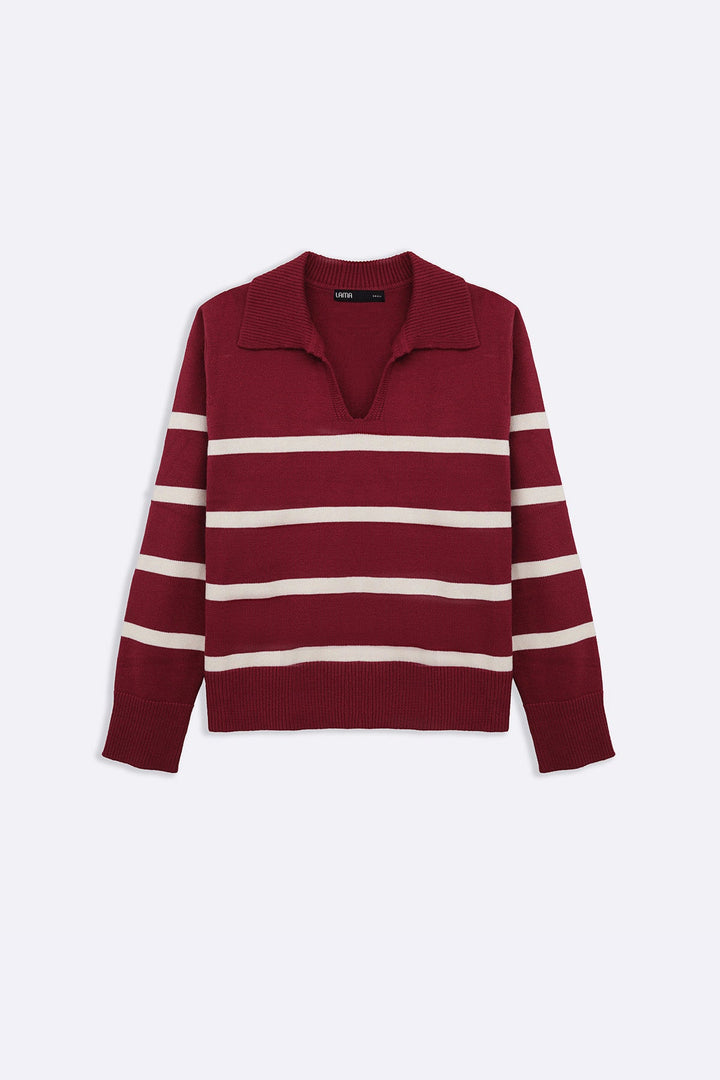 CHERRY PINK POLO STRIPED JUMPER