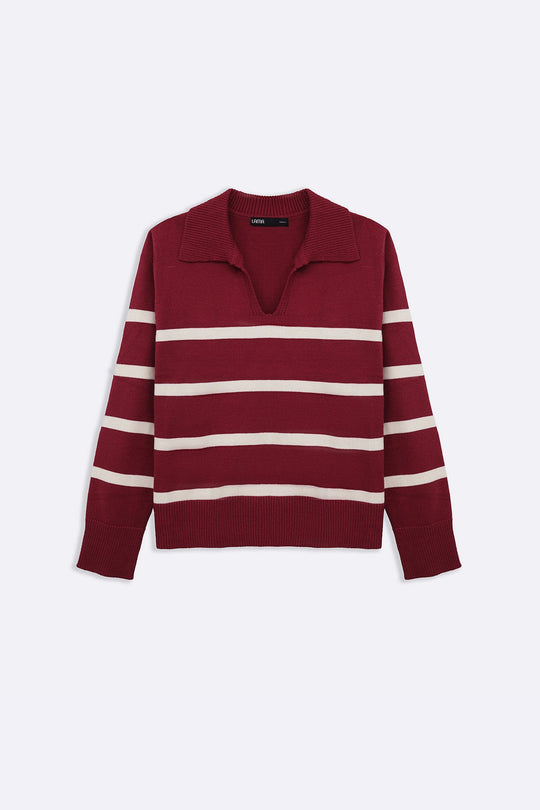 CHERRY PINK POLO STRIPED JUMPER