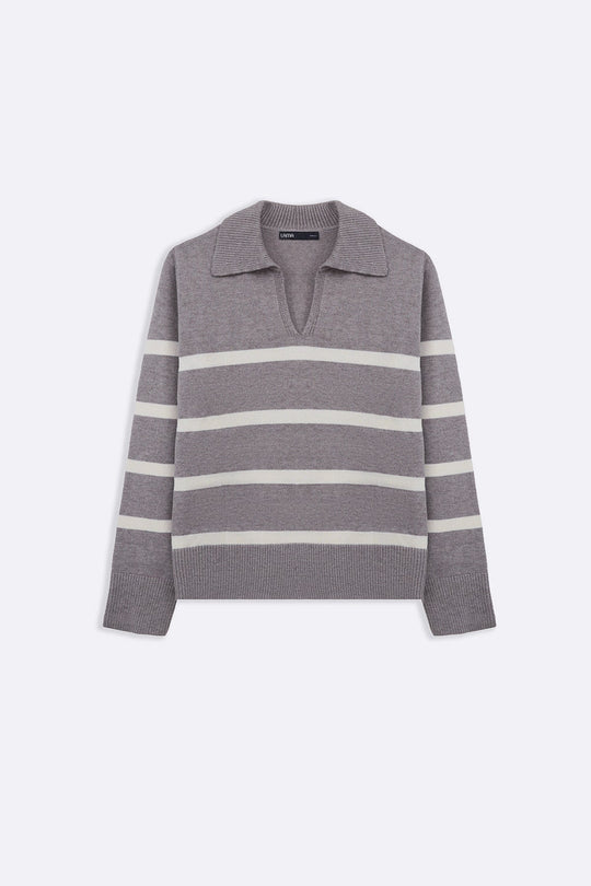 TAUPE POLO STRIPED JUMPER