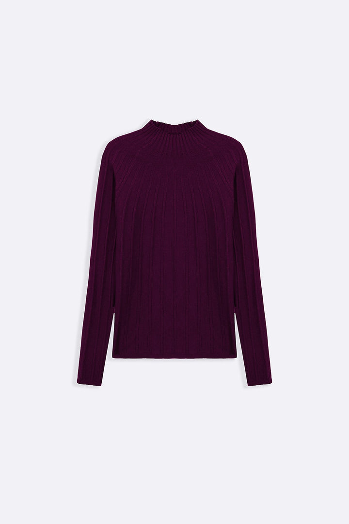 MAROON RIBBED BODYCON SWEATER